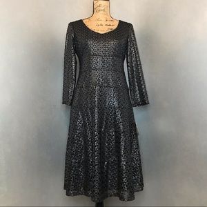Anne Klein Iridescent Steal Grey Lace Dress-size 4